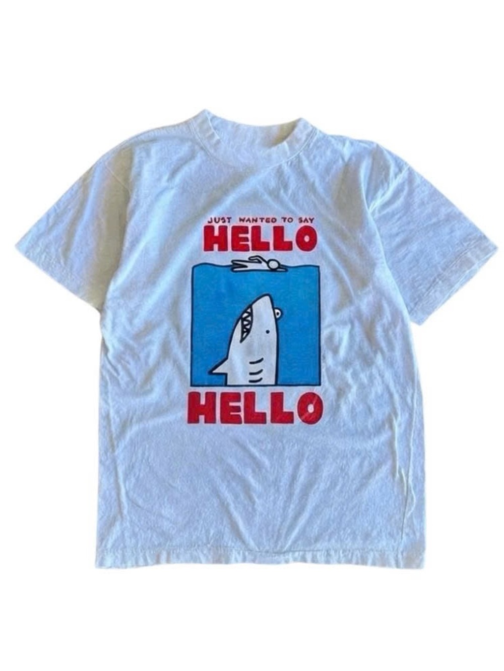 Kids White "Hello" Shark Graphic Tee